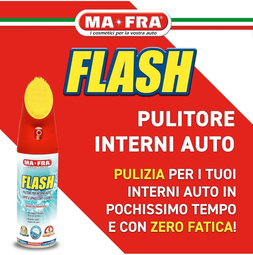 PULITORE TESSUTI INTERNI AUTO CON SPAZZOLA TESSUTO ALCANTARA MAFRA PROFESSIONALE 400 ml