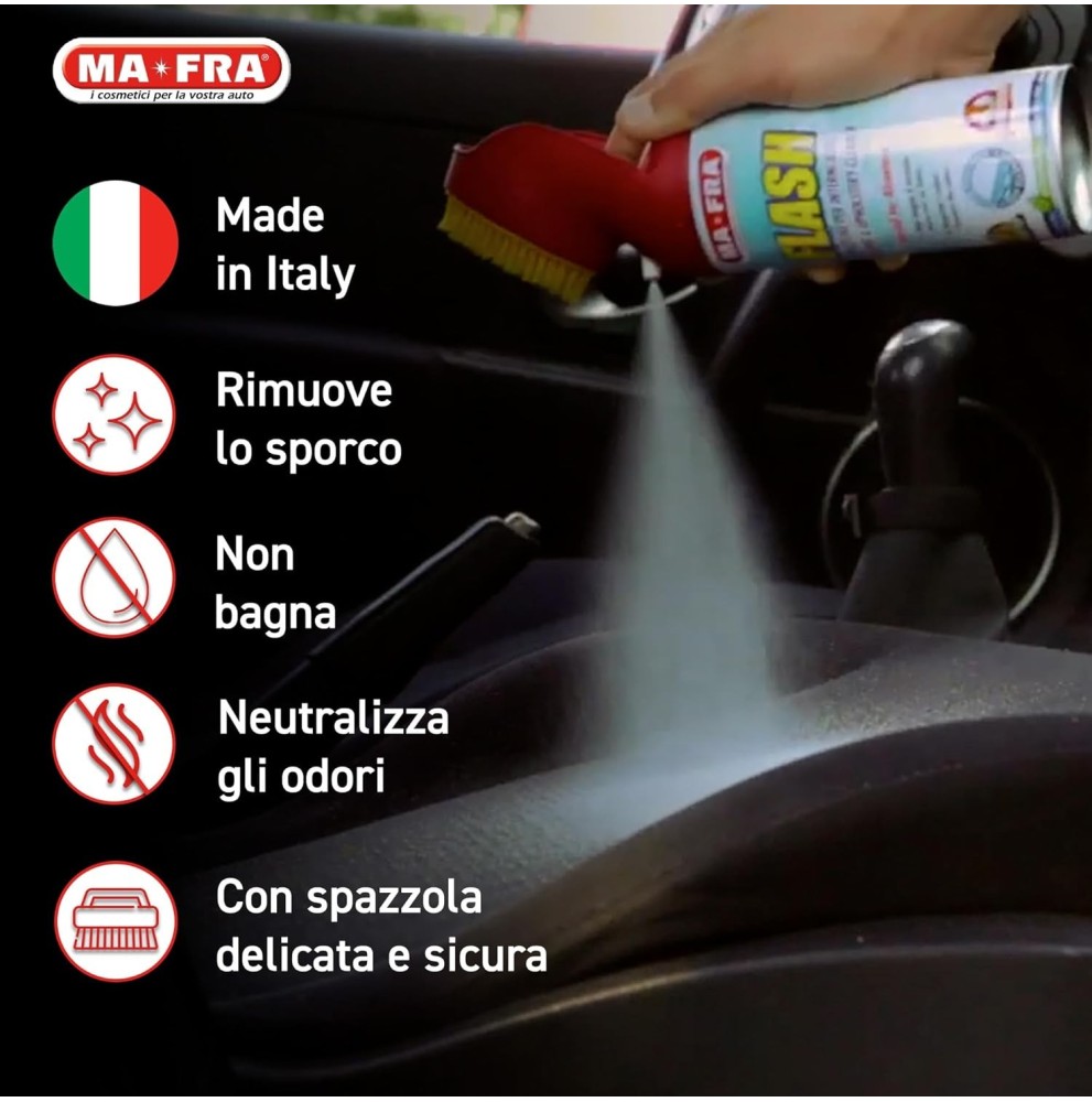 PULITORE TESSUTI INTERNI AUTO CON SPAZZOLA TESSUTO ALCANTARA MAFRA PROFESSIONALE 400 ml