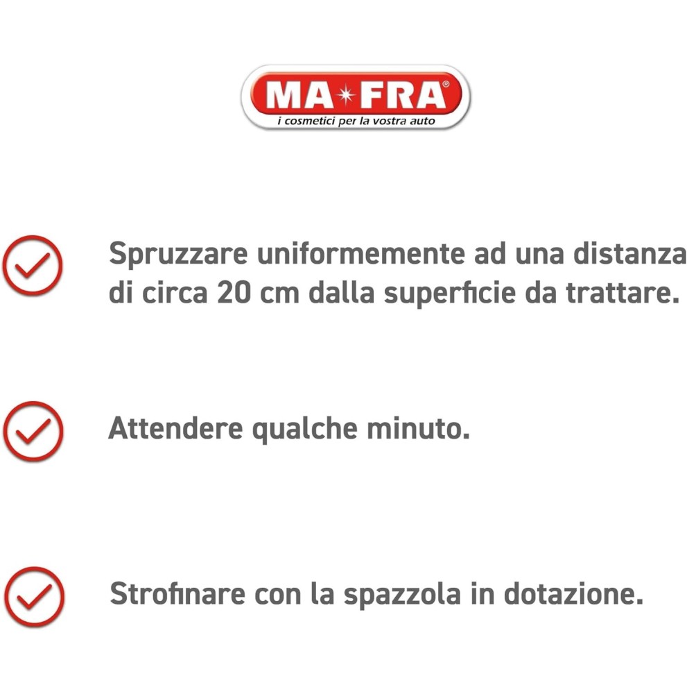 PULITORE TESSUTI INTERNI AUTO CON SPAZZOLA TESSUTO ALCANTARA MAFRA PROFESSIONALE 400 ml