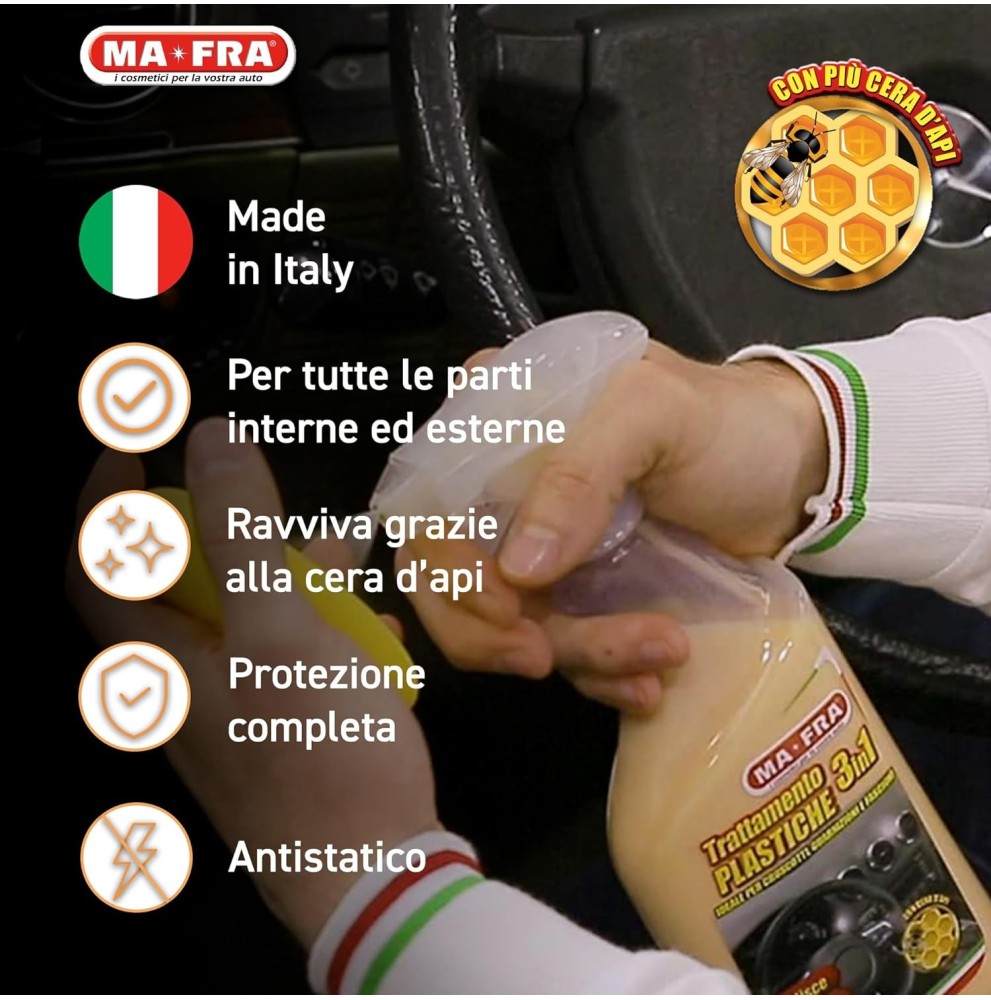 TRATTAMENTO PLASTICHE INTERNI 3 IN 1 RAVVIVA CRUSCOTTO AUTO MAFRA PROFESSIONALE
