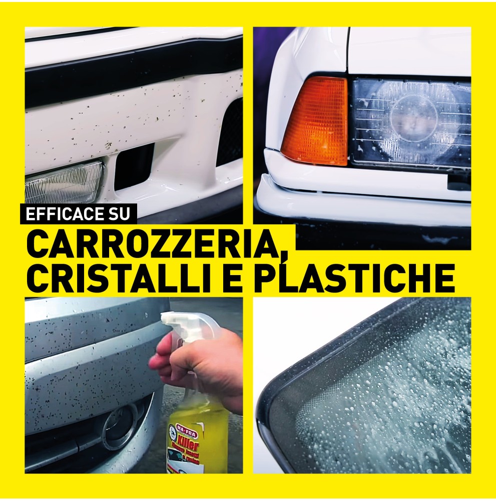RIMUOVI INSETTI RESIDUI VOLATILI AUTO MOTO CUPOLINO CASCO MAFRA PROFESSIONALE KILLER