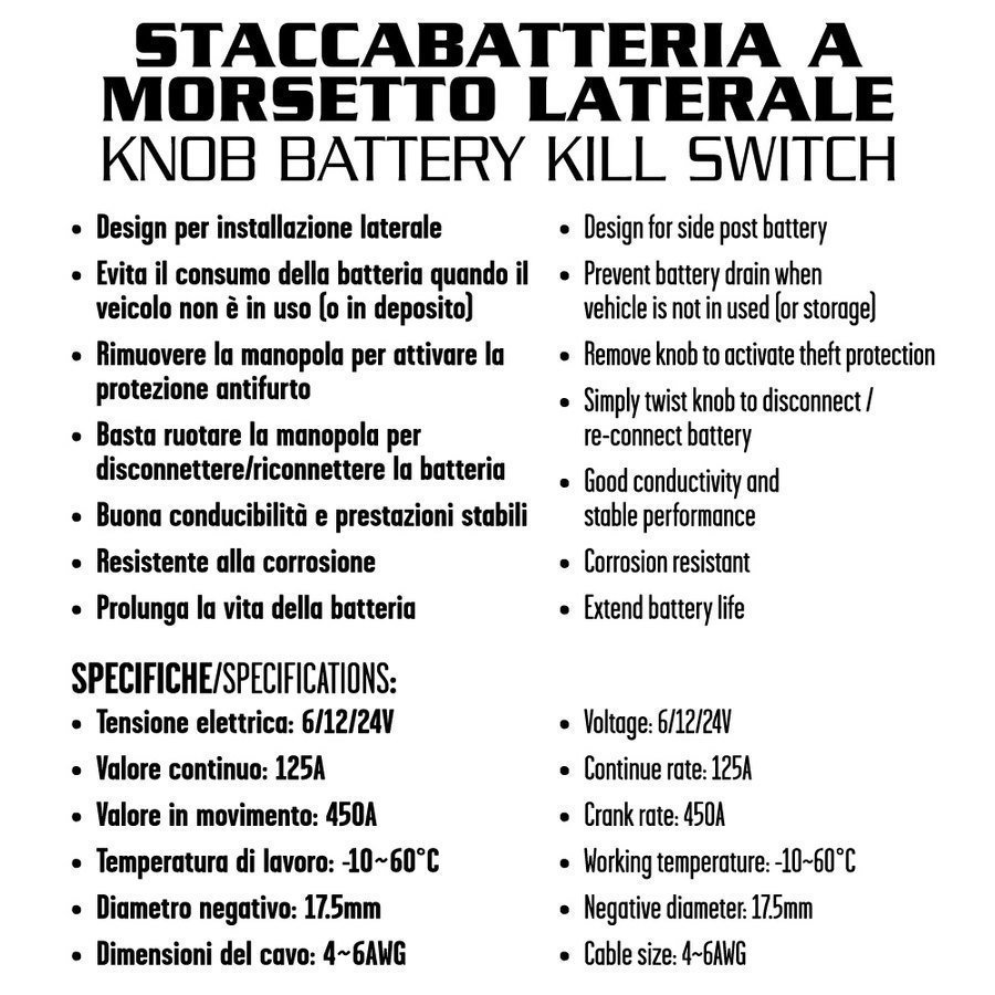 STACCA BATTERIA 450 A AUTO ALTA QUALITA' IN OTTONE POSITIVO A MORSETTO LATERALE