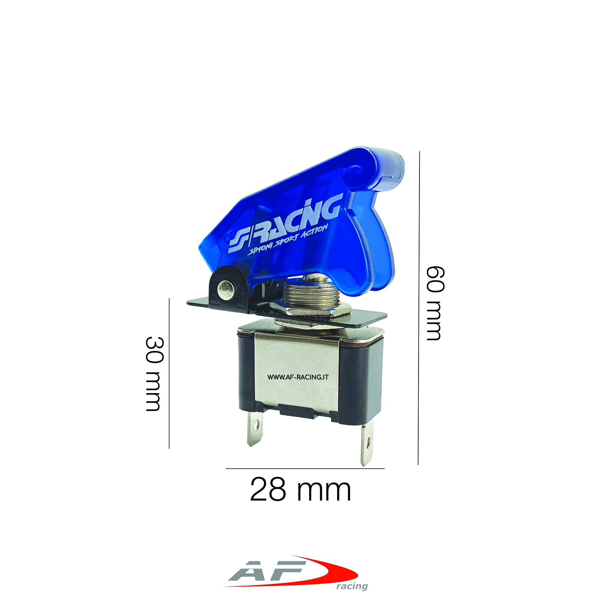 INTERRUTTORE AEREONAUTICO PER AUTO SIMONI RACING CON LED BLU 12 V PULSANTE SWICH