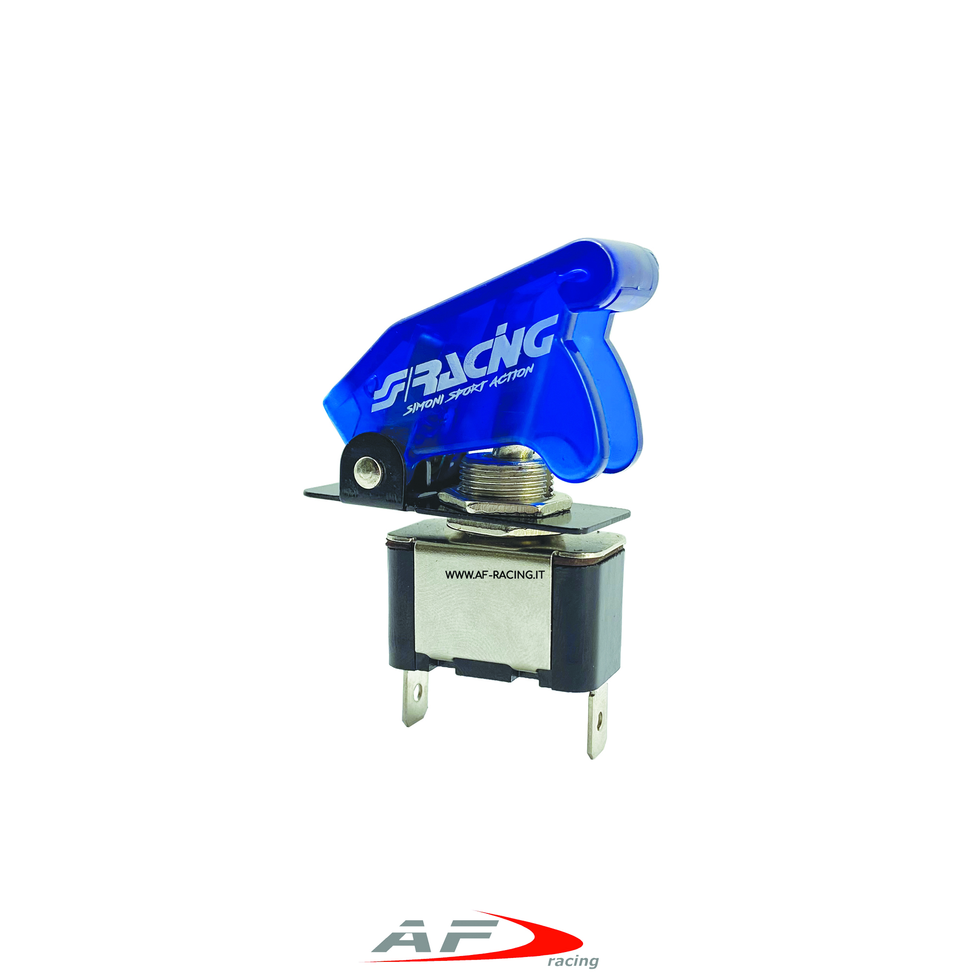 INTERRUTTORE AEREONAUTICO PER AUTO SIMONI RACING CON LED BLU 12 V PULSANTE SWICH