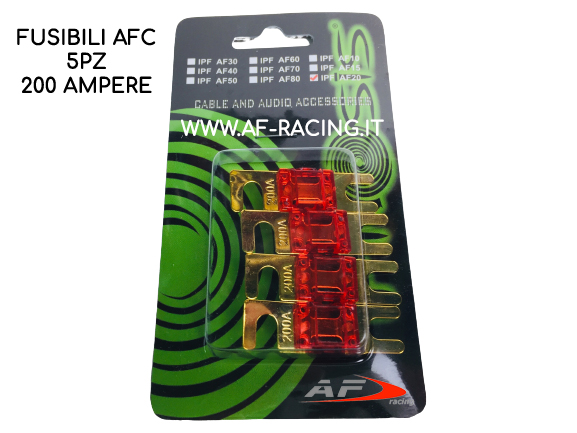 FUSIBILI AFC A LAMELLA IPNOSIS 200 AH AMPERE PER IMPIANTI STEREO IN AUTO 5 PEZZI
