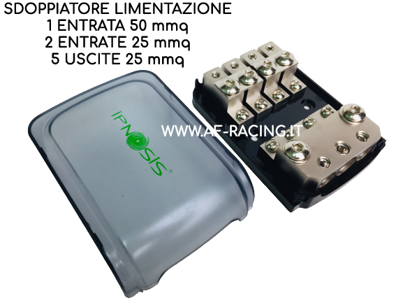 PORTAFUSIBILE AUTO IMPIANTO STEREO 3 INGRESSI 25mm 4 USCITE 25mm IPNOSIS camper