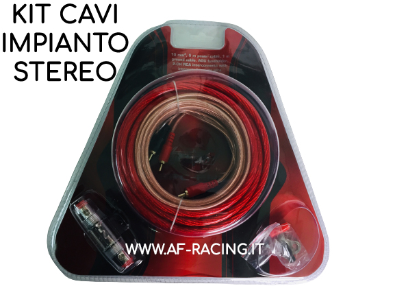 KIT CAVI IMPIANTO STEREO AUTO SPEKTRON POSITIVO NEGATIVO FUSIBILE RCA