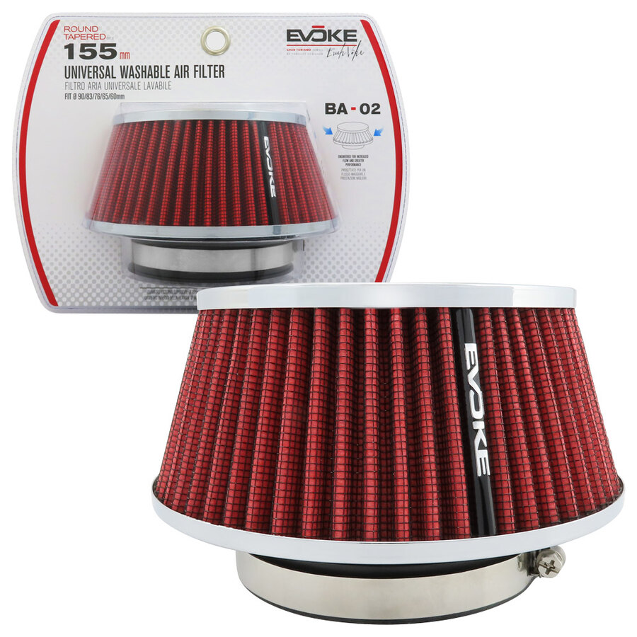 FILTRO ARIA A CONO ROSSO ASPIRAZIONE DIRETTA EVOKE IMBOCCO 90/83/76/65/60mm