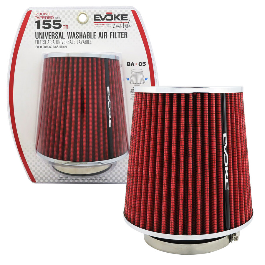 FILTRO ARIA A CONO ROSSO ASPIRAZIONE DIRETTA EVOKE ADATTATORI 90/83/76/65/60mm FUNGO