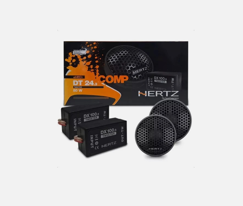 COPPIA TWEETER HERTZ DT24.3 SET COMPRESI FILTRI 80W CON SUPPORTI