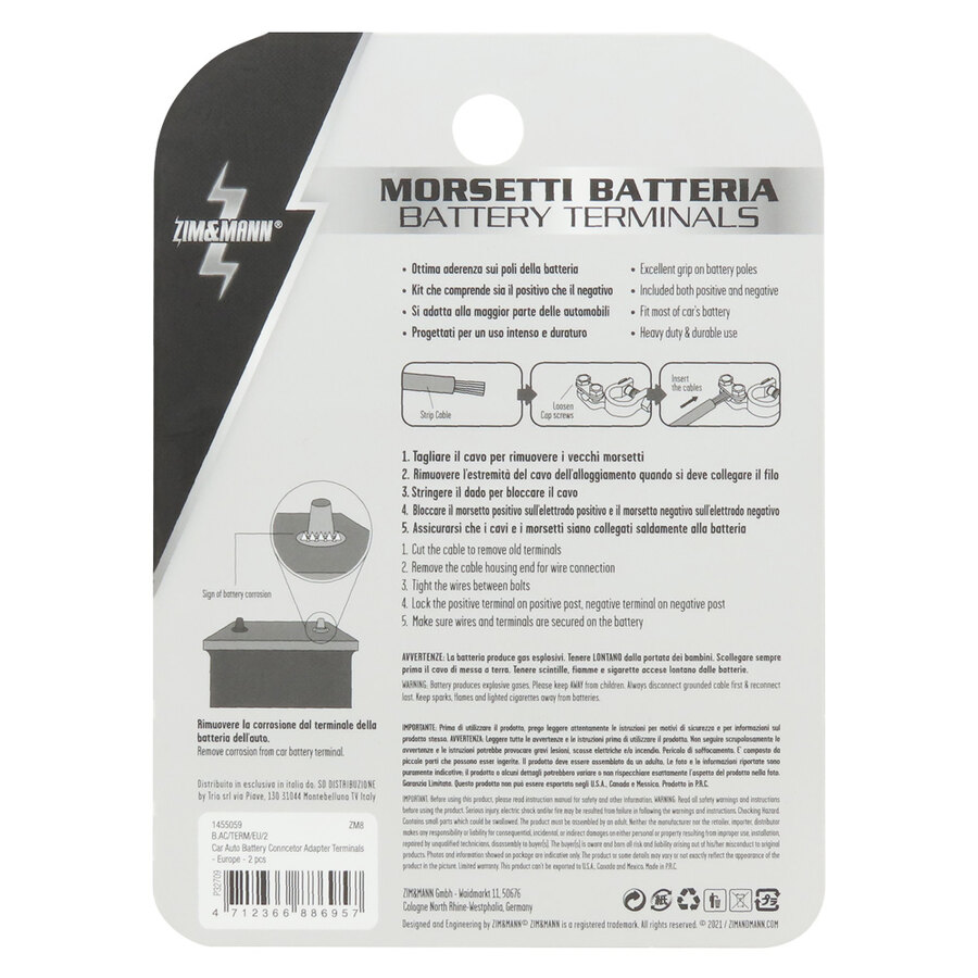 MORSETTI BATTERIA AUTO ALTA QUALITA' IN OTTONE POSITIVO E NEGATIVO MOD EUROPEO