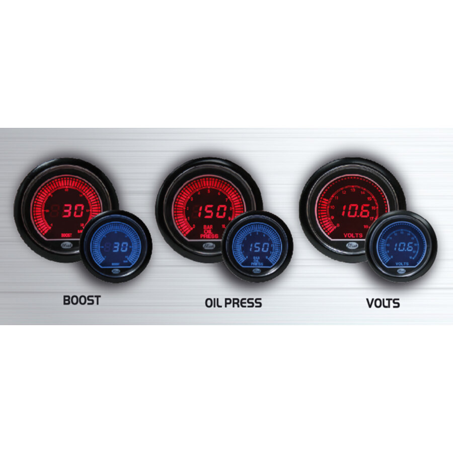 STRUMENTO VOLTMETRO DIGITALE 12 VOLT AUTO DIAMETRO 60 mm FONDO NERO GHIERA NERO BLINK