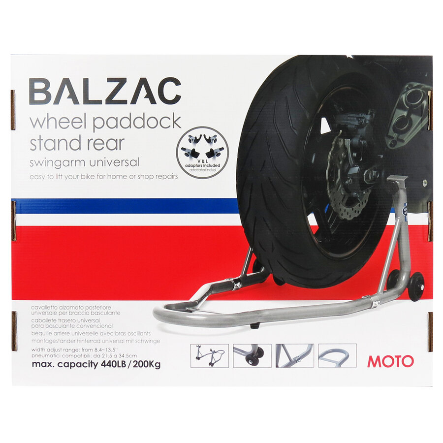 CAVALLETTO ALZAMOTO POSTERIORE BALZAC CON FORCHETTA O SUPPORTI IN GOMMA SMONTABILE CON RUOTE