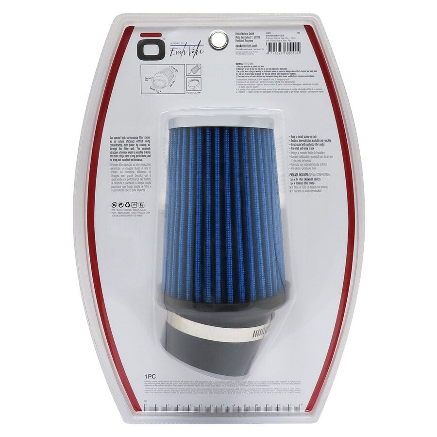 FILTRO ARIA A CONO RBLU ASPIRAZIONE DIRETTA EVOKE IMBOCCO 76 mm IMBOCCO INVLINATO 20°