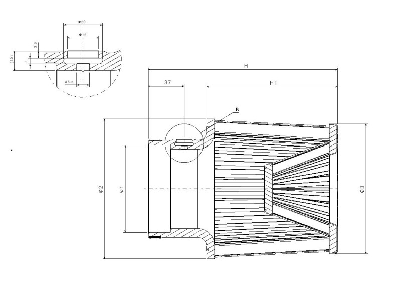 FILTRO ARIA CONO BMC INGRESSO 90mm FORO SONDA OPPURE PER EFFETTUARE MODIFICA SU PORSCHE 996 GT3 CUP