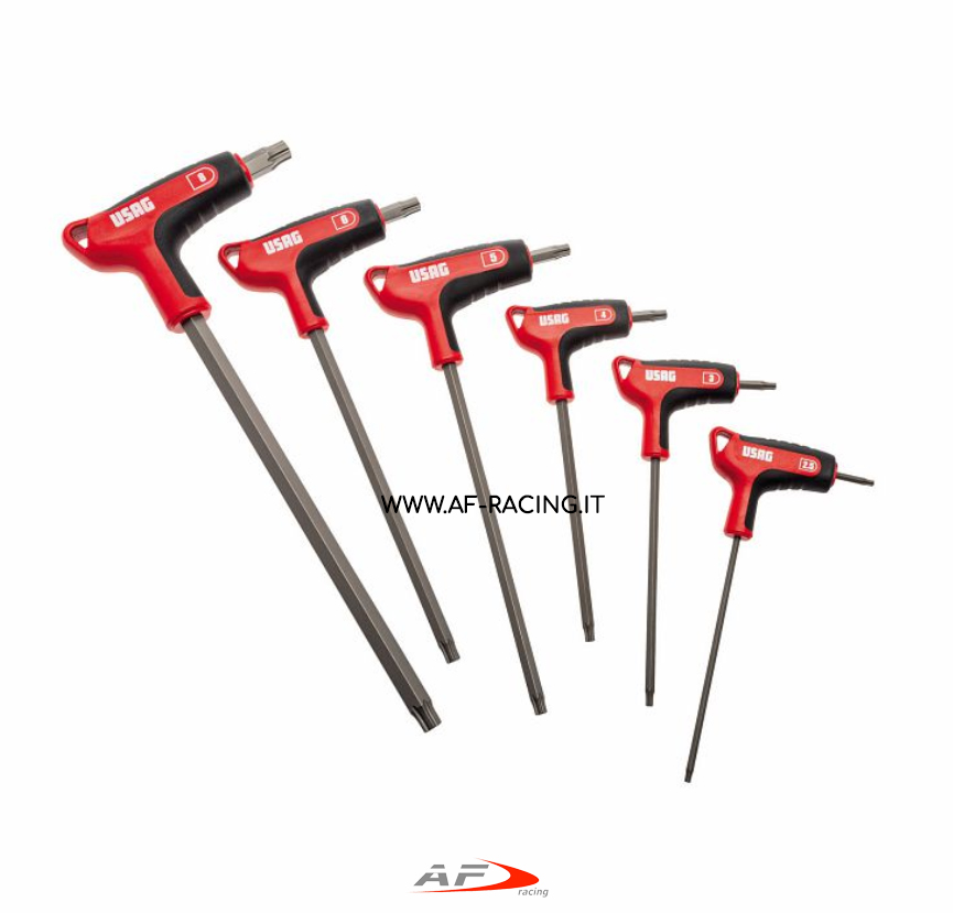SERIE 6 CHIAVI MASCHIO USAG PROFILO ESAGONALE SPECIALE X-GRIP IMPUGNATURA BIMATERIALE PER SVITARE BULLONI ESAGONALI DANNEGGIATI O PER PRESERVARE VITI ESAGONALI NUOVE