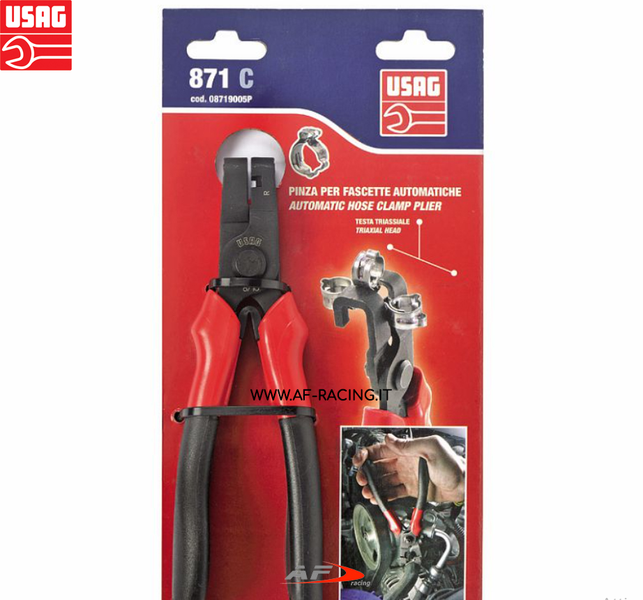 PINZA USAG PER FASCETTE AUTOMATICHE CLIC CON PRESA FRONTALE E LATERALE PROFESSIONALE PER MECCANICI SPECIALIZZATI