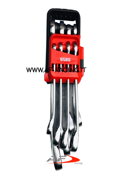 SET 8 CHIAVI COMBINATE USAG CON CRICCHETTO REVERSIBILE DI ALTISSIMA QUALITA CON CHIAVI 8-10-11-12-13-14-17-19