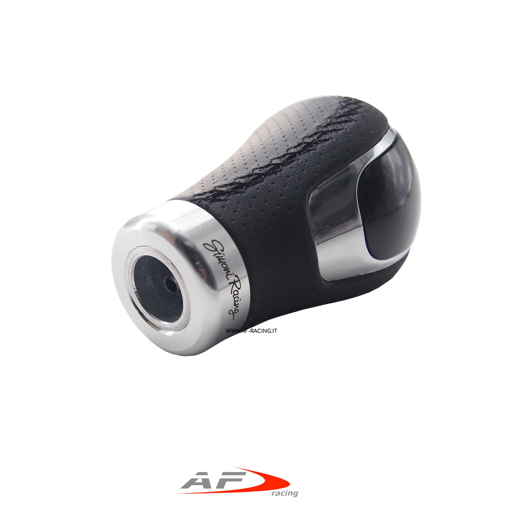 POMELLO CAMBIO INNESTO NORMALE CON ADESIVI MARCE E GHIERA CROMATA SIMONI RACING