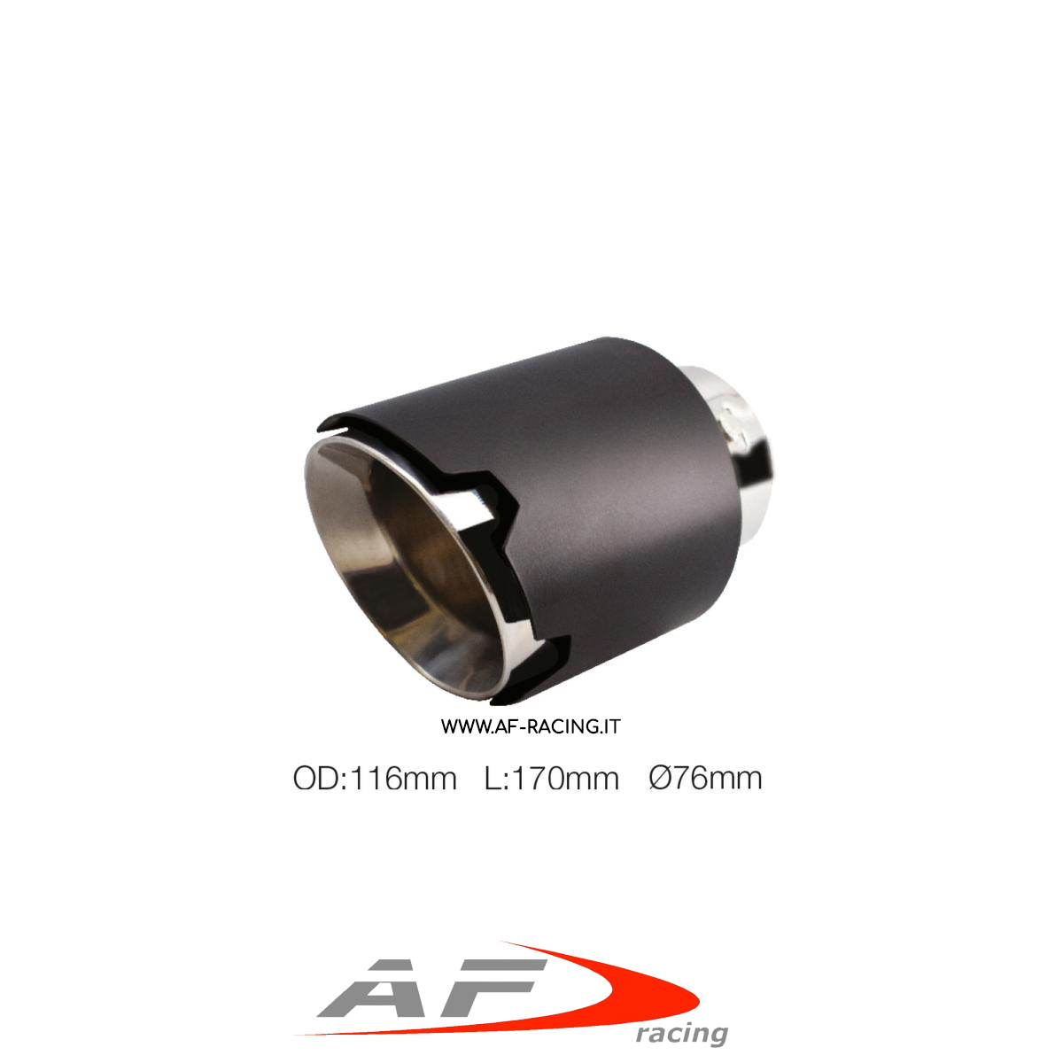TERMINALE ESTETICO IN ACCIAIO CON PARA CALORE NERO SCARICO TONDO DRITTO PER AUTO FINALINO 76 mm