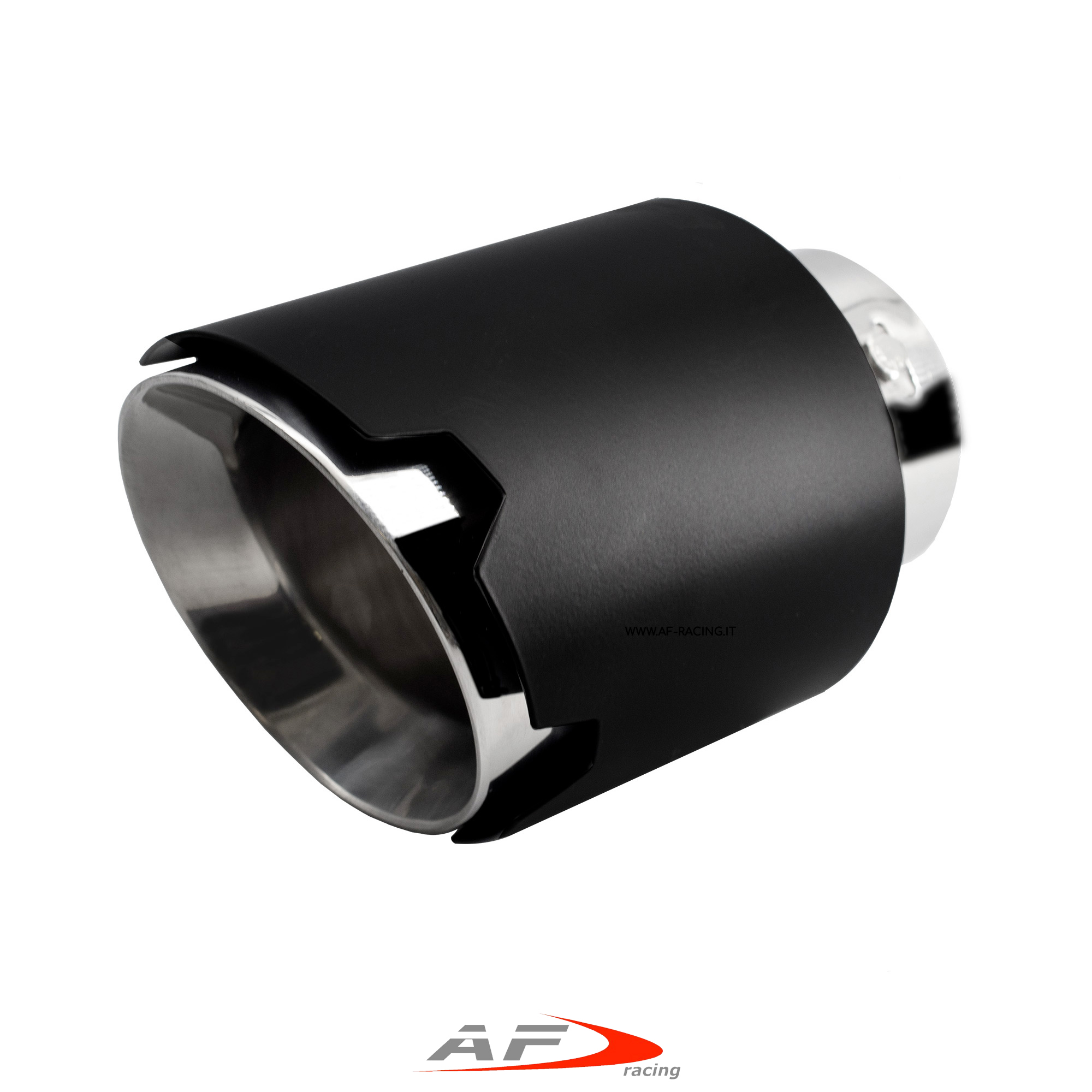 TERMINALE ESTETICO IN ACCIAIO CON PARA CALORE NERO SCARICO TONDO DRITTO PER AUTO FINALINO 76 mm