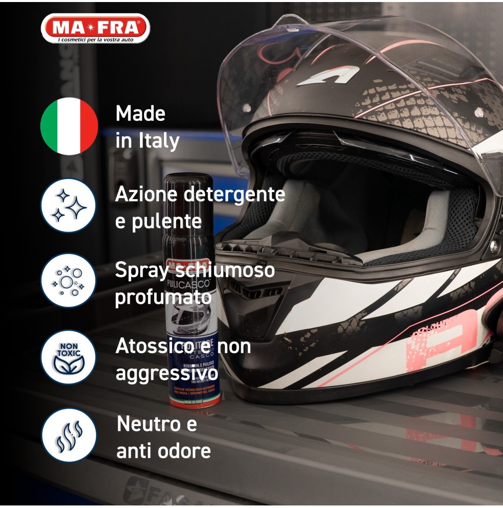 PULITORE IGIENIZZANTE CASCO SCHIUMA FOAM ANTIBATTERICO MA FRA PULICASCO 100 ml
